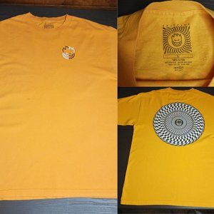 Spitfire Wheels Skateboards T Shirt Yellow Double Sided *SOME MINOR SPOTS* Large